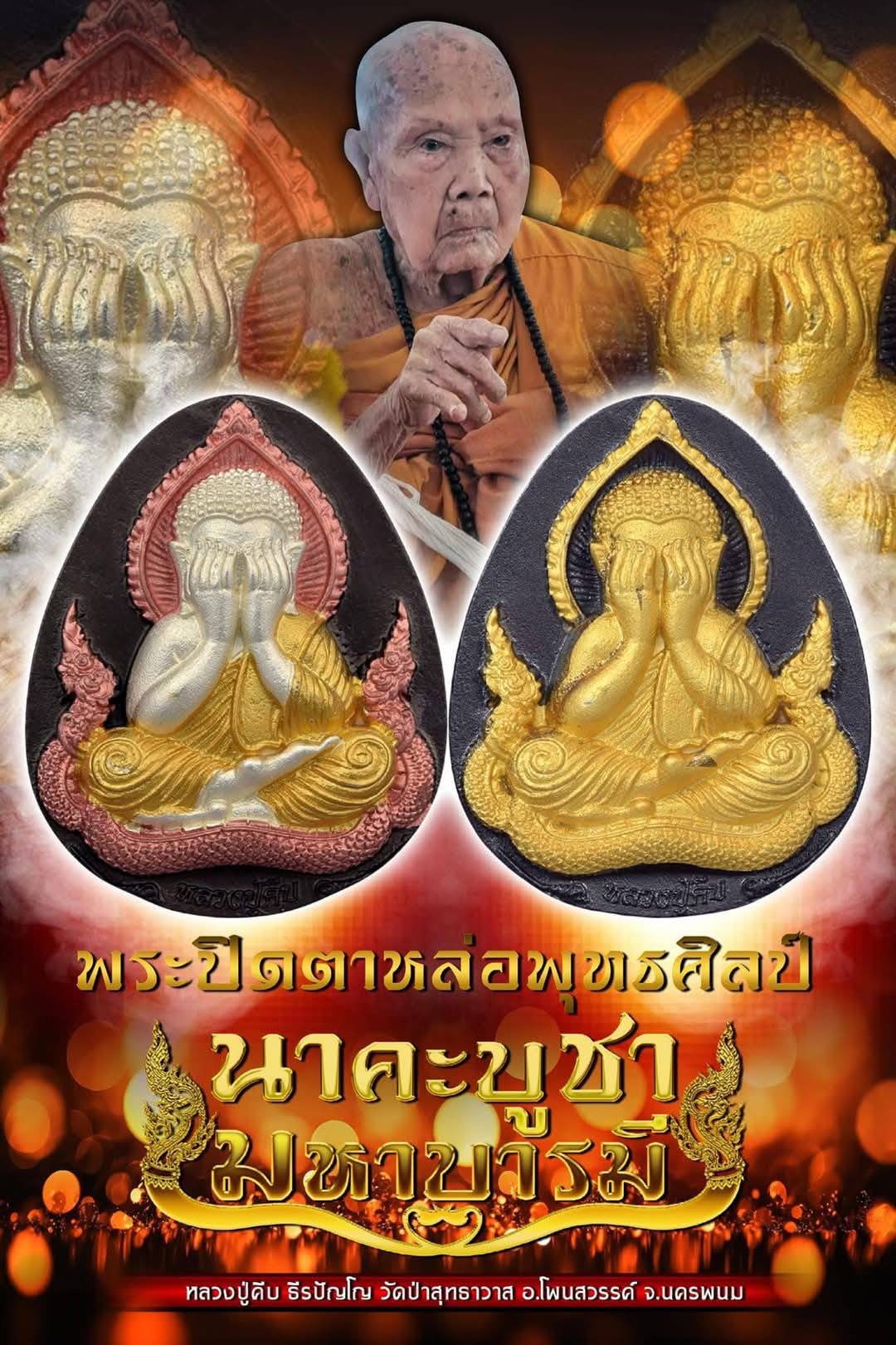 พระปิดตาหล่อพุทธศิลป์ ๙ รอบ รุ่น นาคะบูชามหาบารมี หลวงปู่คีบ