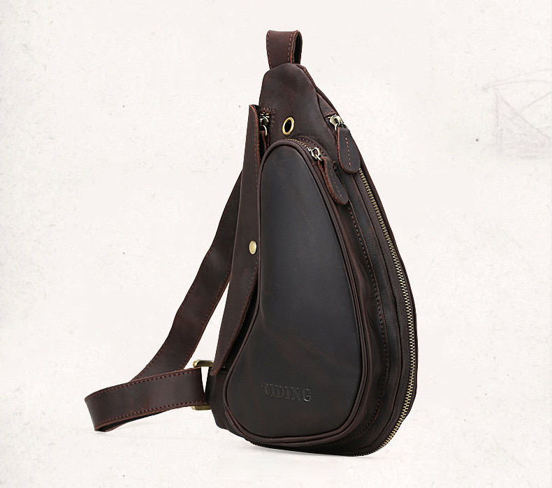 For You Leather LB48 กระเป๋าคาดอก กระเป๋าสะพายพาดลำตัว กระเป๋าผู้ชายหนังแท้ ทรงน้ำเต้า LB48