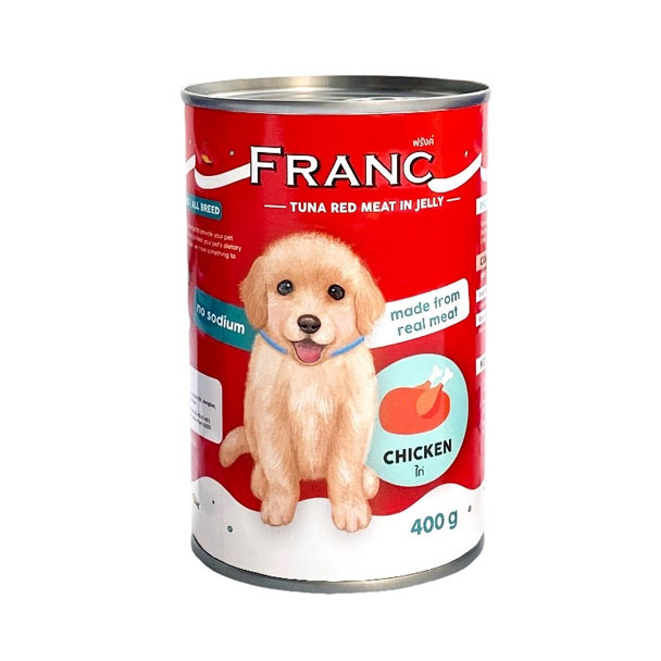 Franc FD01 อาหารเปียกสุนัข ทูน่าเนื้อแดงหน้าไก่ 400 กรัม
