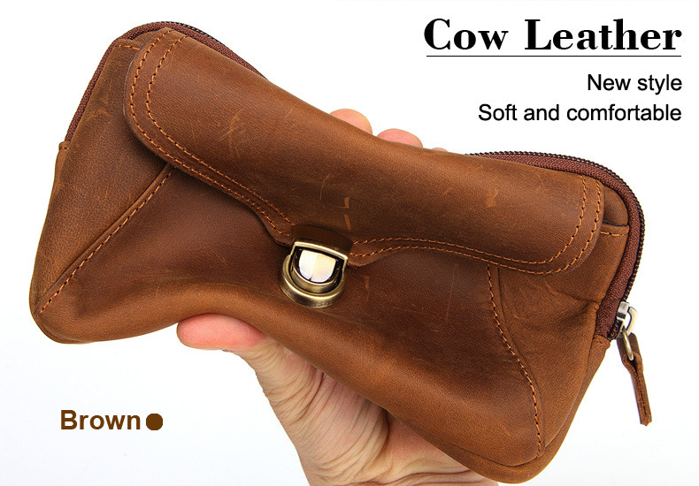 For You Leather LB63 กระเป๋าคาดเข็มขัด ใส่โทรศัพท์ หนังแท้ (น้ำตาล) LB63