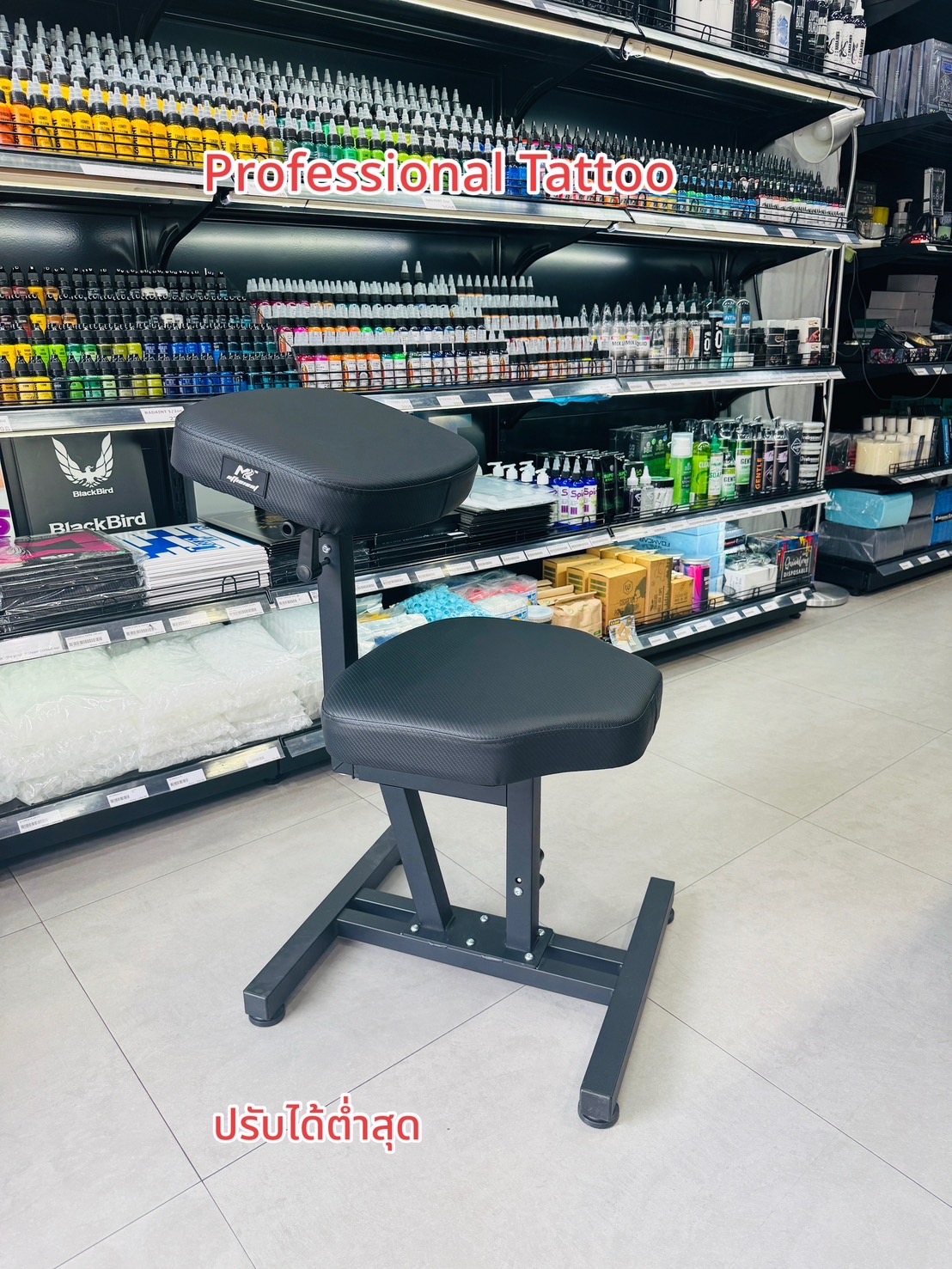 Professional Tattoo Adjustable Tattoo Chair Swivel Backrest and Armrest เก้าอี้พับ เก้าอี้นั่งสักแบบปรับได้พนักพิงและที่วางแขน