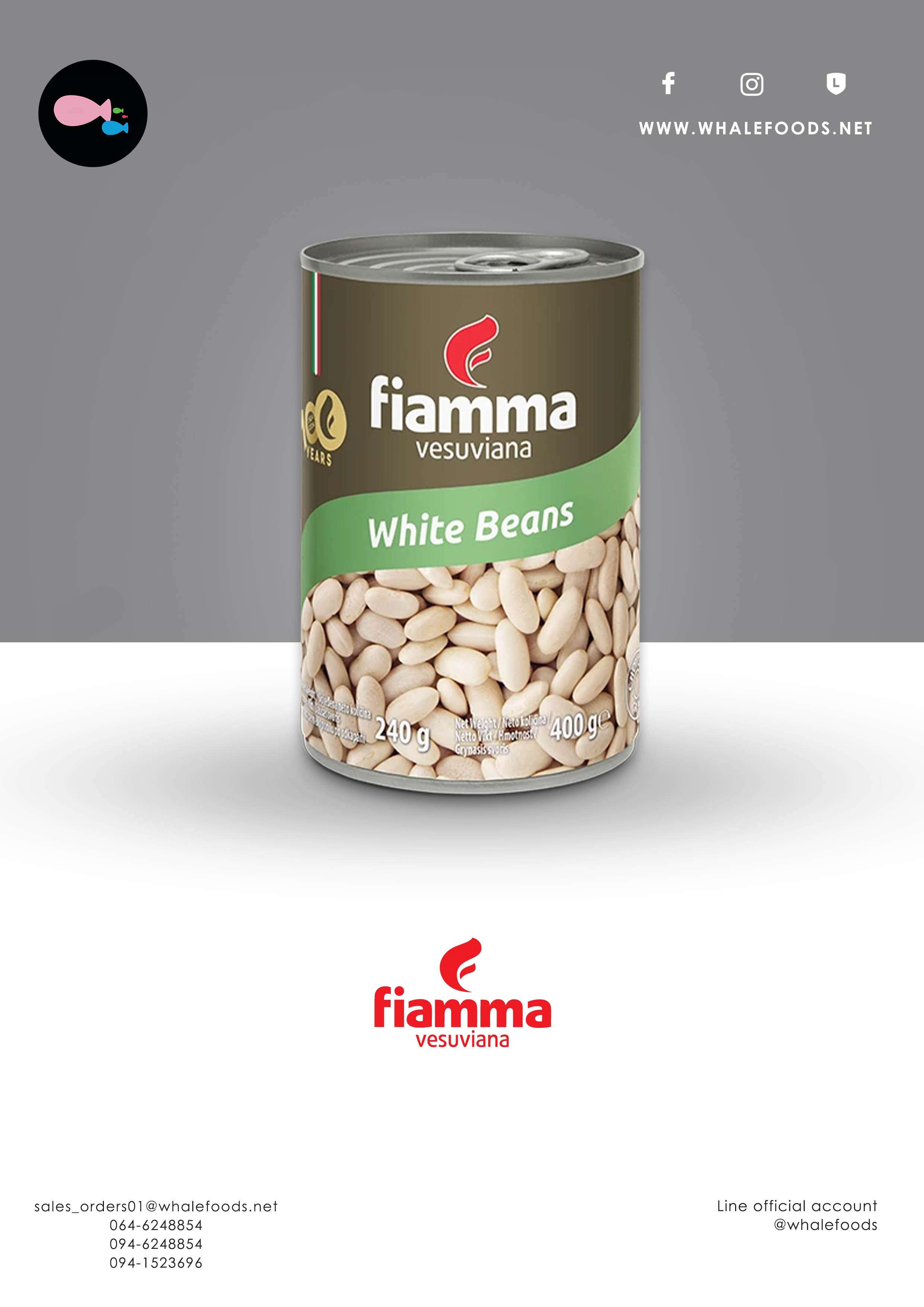 FIAMMA WHITE BEANS IN BRINE SIZE : 400 G.