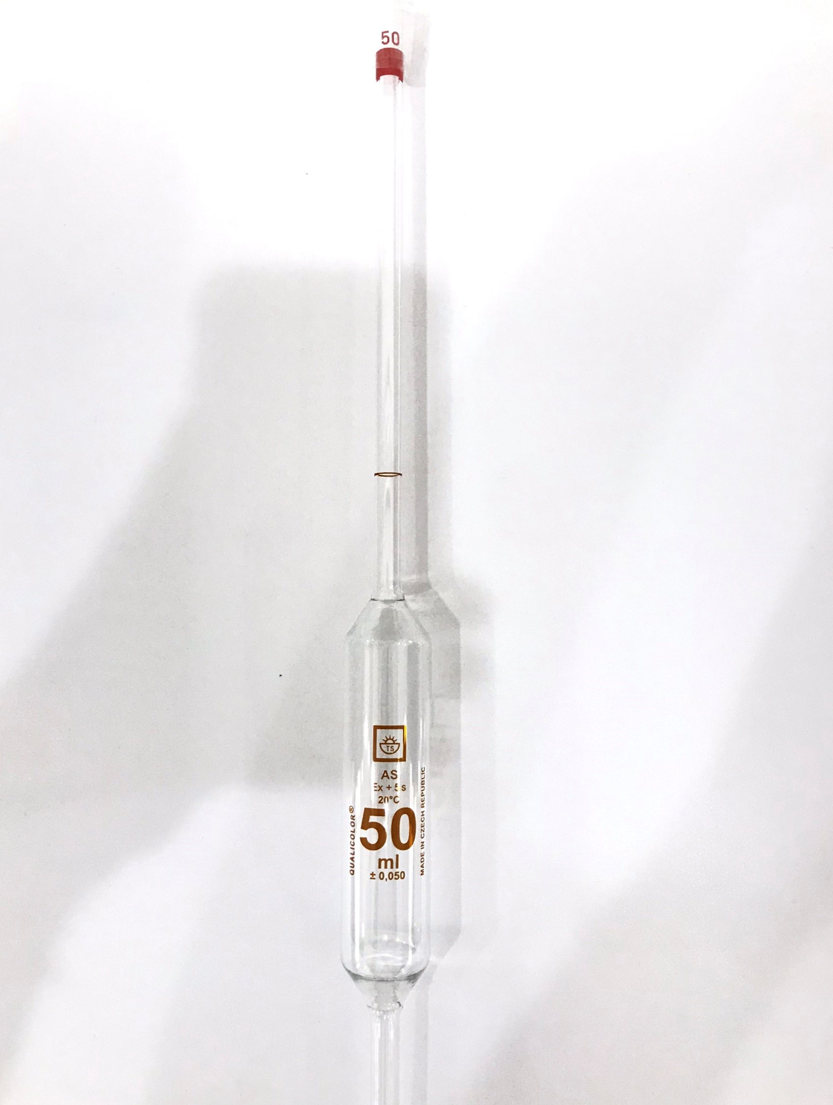 ปิเปตแก้วแบบกระเปาะ 50 ml Volumetric Pipette Class A "Qualicolor" Czech