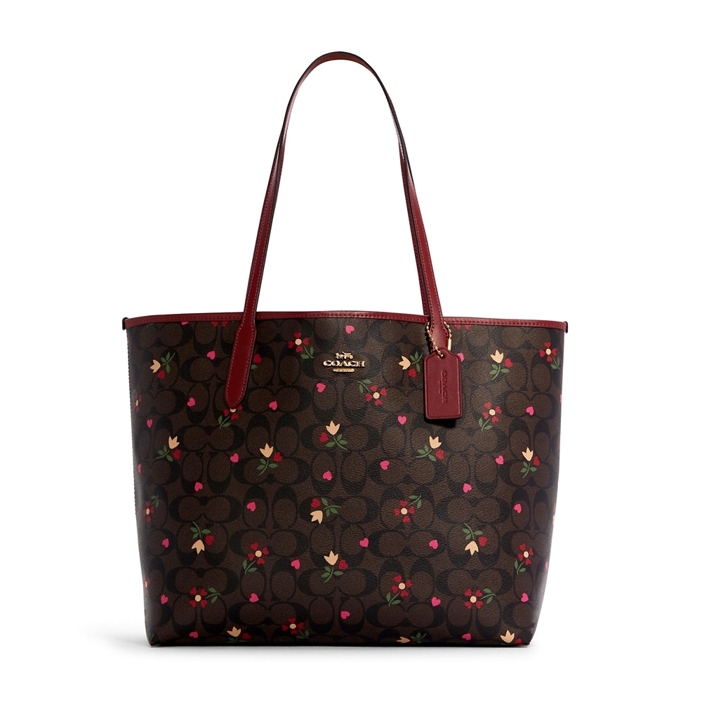 กระเป๋าสะพาย COACH C7616 CITY TOTE IN SIGNATURE CANVAS WITH HEART PETAL PRINT (IMBMC)