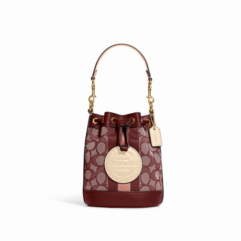 กระเป๋าสะพายข้าง COACH C8322 MINI DEMPSEY BUCKET BAG IN SIGNATURE JACQUARD WITH STRIPE AND COACH PATCH (IMMZI) [C8322IMMZI-SA]