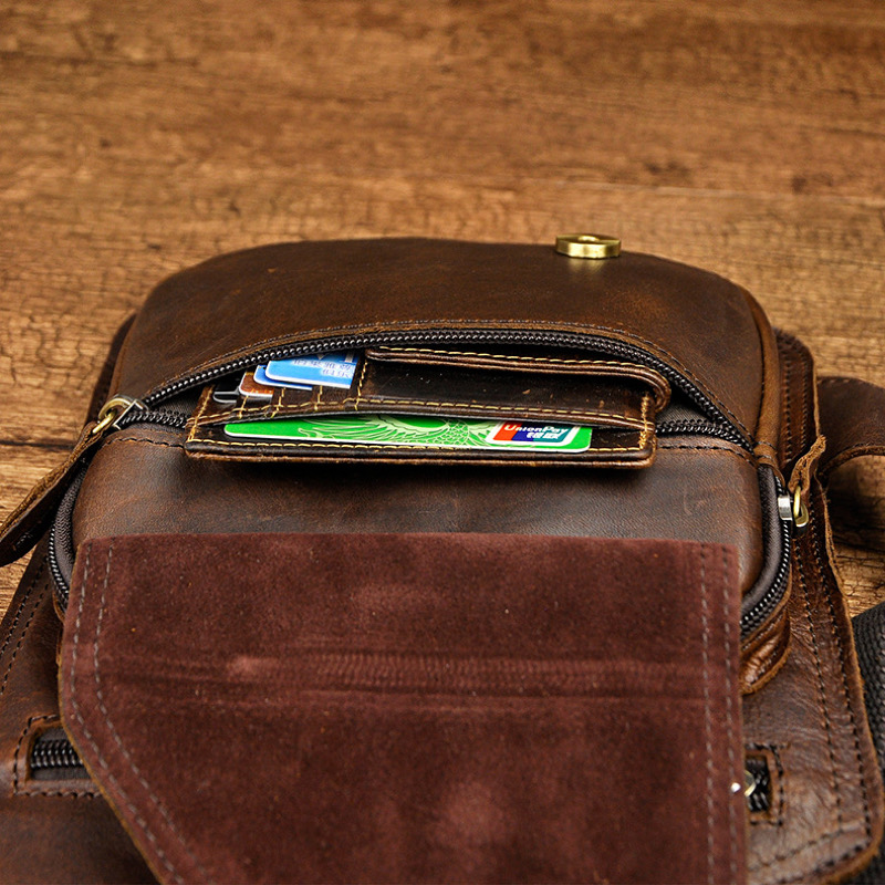 For You Leather LB32 กระเป๋าคาดอก ผู้ชาย หนังแท้ ทรงสี่เหลี่ยม LB32