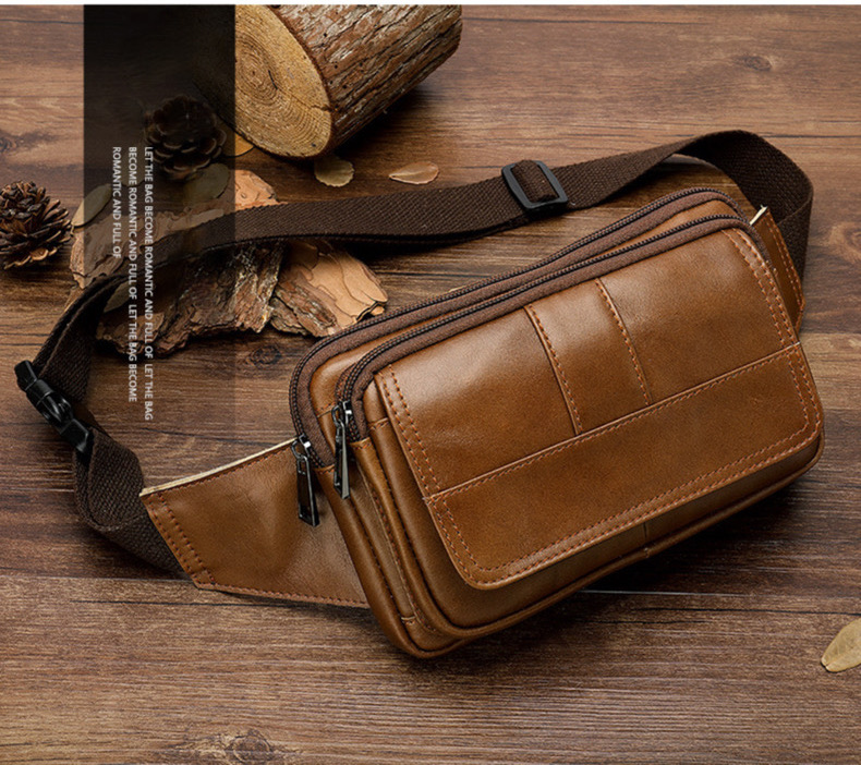 For You Leather LB35 กระเป๋าคาดเอว กระเป๋าคาดอก ผู้ชาย หนังแท้ ขนาดเล็ก กะทัดรัด LB35