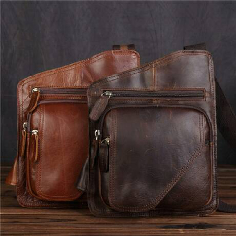 For You Leather LB32 กระเป๋าคาดอก ผู้ชาย หนังแท้ ทรงสี่เหลี่ยม LB32