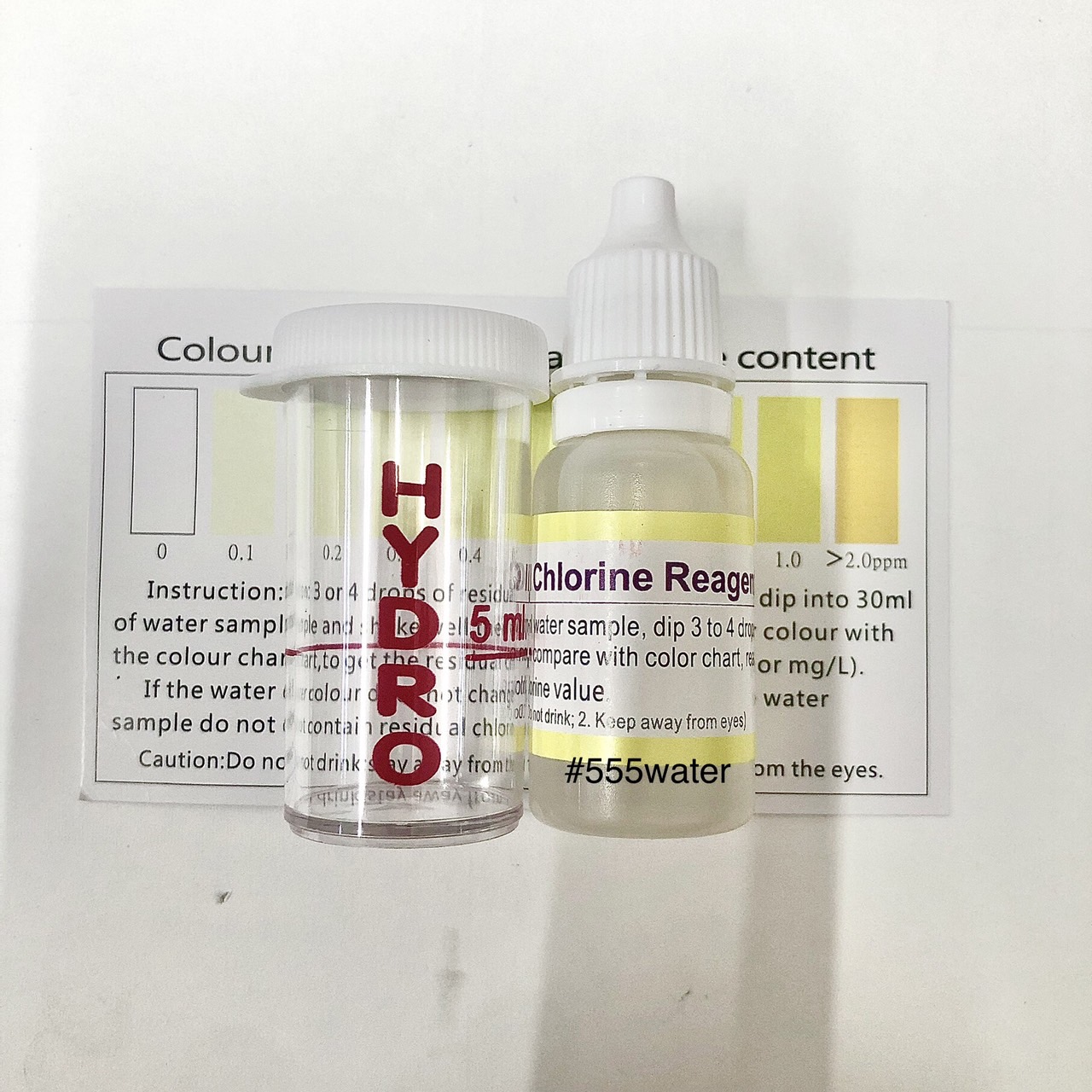 แพ๊คคู่สุดคุ้ม น้ำยาวัดค่าคลอรีน (ปริมาณสุทธิ 10 ml.)+น้ำยาทดสอบหินปูน 15 ml พร้อมขวดทดสอบ