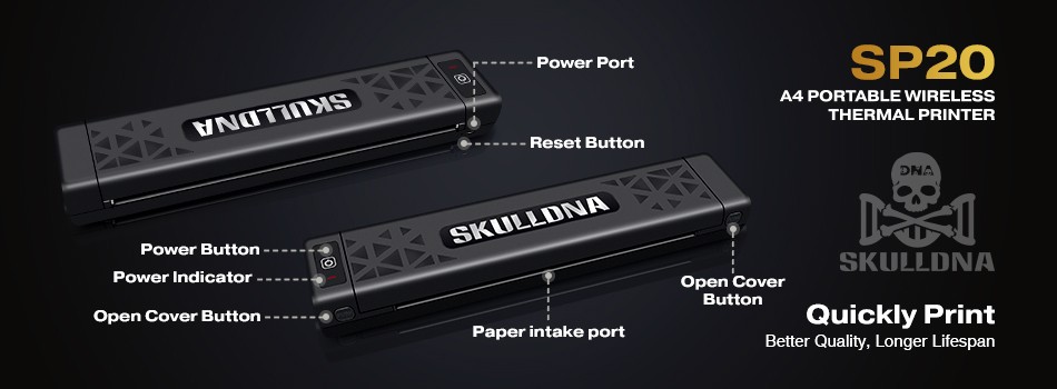 เครื่องลอกลายSKULL DNA เครื่องลอกลายSKULLDNA SP20 WIRELESS PRINTER BLACK