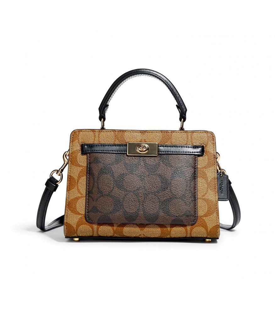 กระเป๋าสะพาย COACH C8688 MINI LANE TOP HANDLE IN BLOCKED SIGNATURE CANVAS (IMNOX)[C8688IMNOX]