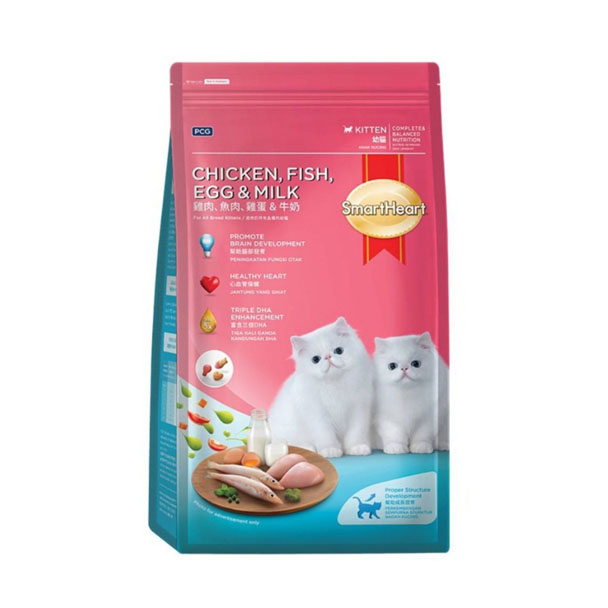Smart heart อาหารเม็ด (ลูกแมว-รสไก่/ปลา/ไข่/นม) 1.1 kg.