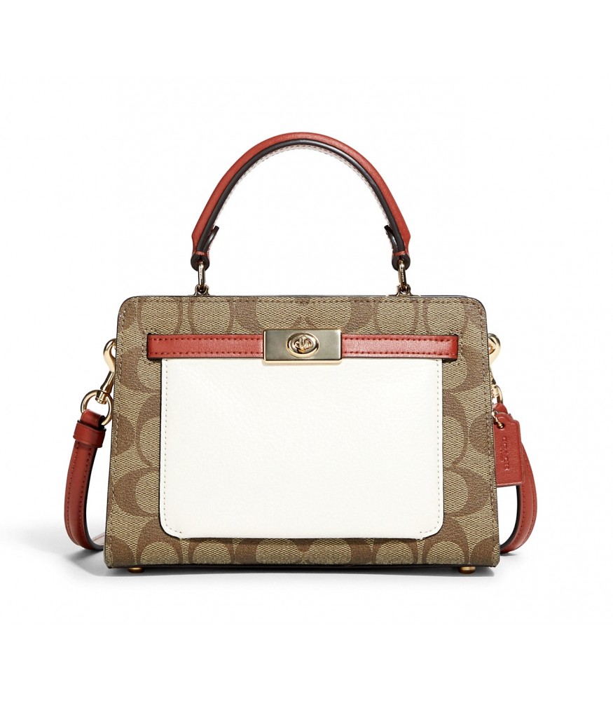 กระเป๋าสะพาย COACH C8318 MINI LANE TOP HANDLE IN COLORBLOCK SIGNATURE CANVAS (IMLOT)[C8318IMLOT]