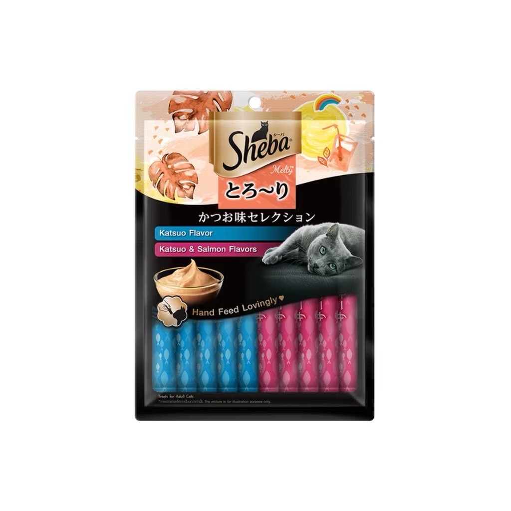Sheba Melty แมวเลีย คัตสึโอะ+คัตสึโอะและแซลมอน แพค 20 ซอง