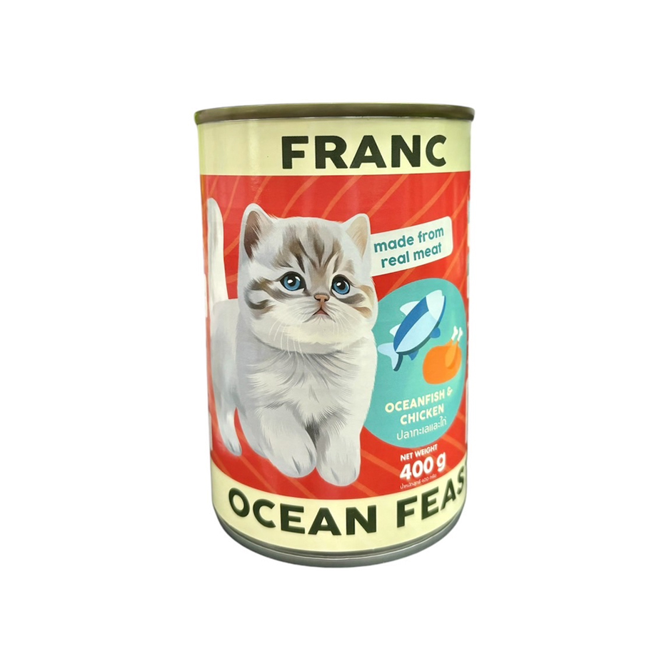 Franc FC51 อาหารเปียกแมว ปลาทะเลและไก่ในเยลลี่ 400 กรัม
