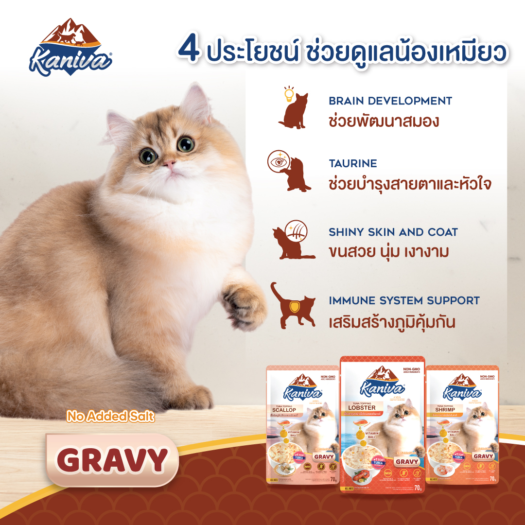 Kaniva เพาซ์ ปลาทูน่าหน้าเนื้อกุ้งในเกรวี่ 70 กรัม