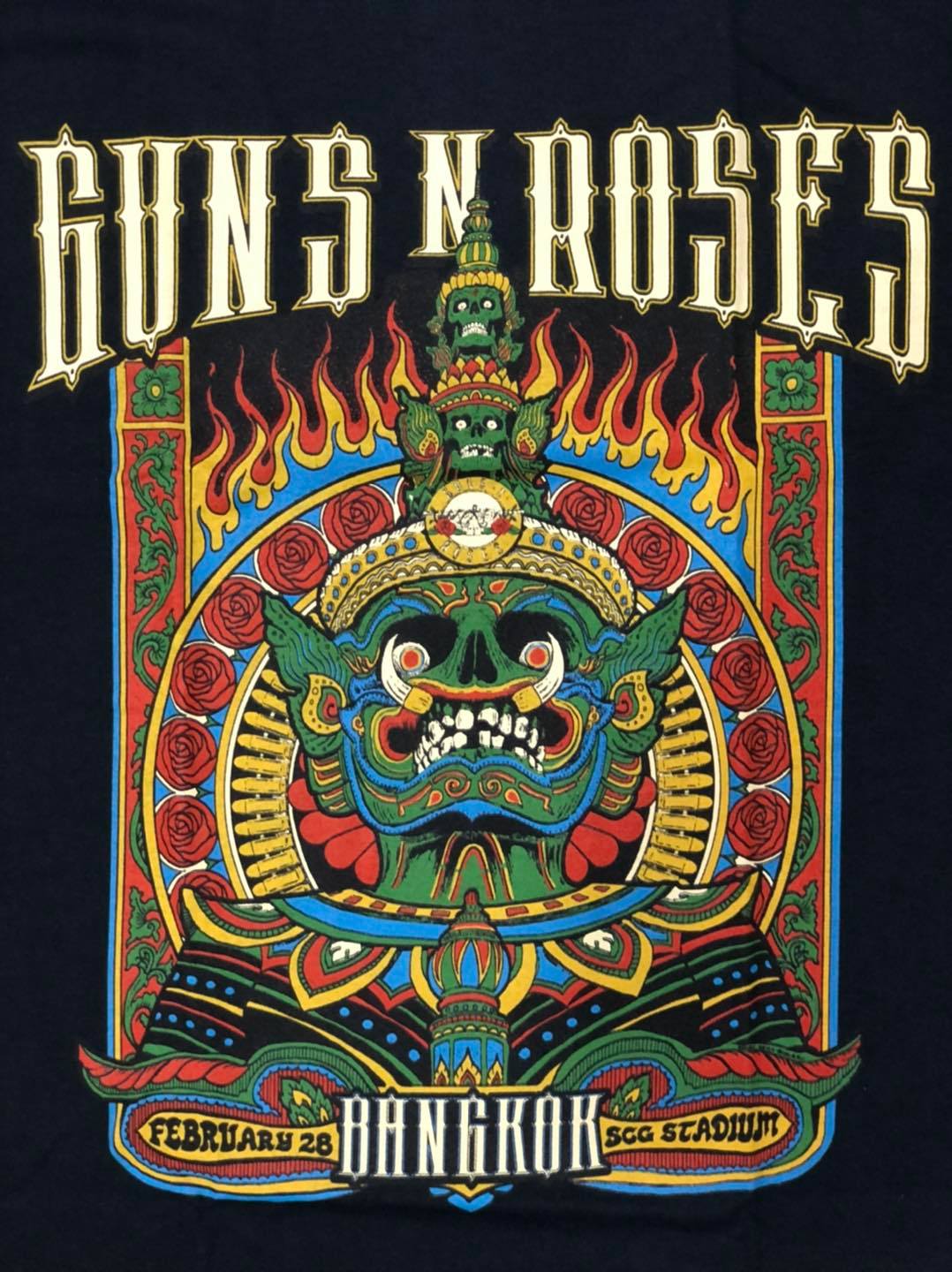 Guns N Roses Live In Bangkok Tour 2017 Deadstock Size M ลิขสิทธิ์แท้