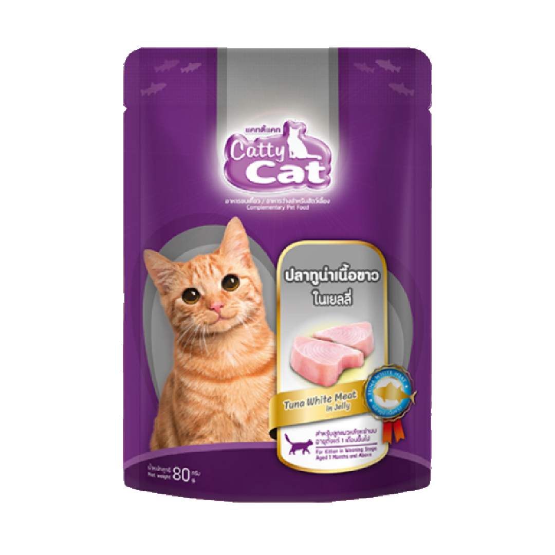 B/D Catty Cat PC50 ปลาทูน่าเนื้อขาวในเยลลี่ 80g