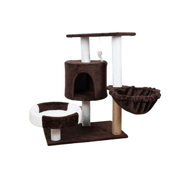 Ktee M003 คอนโดแมว 2 ชั้น พร้อมเปล 35x50x75 ซม. (คละสี)