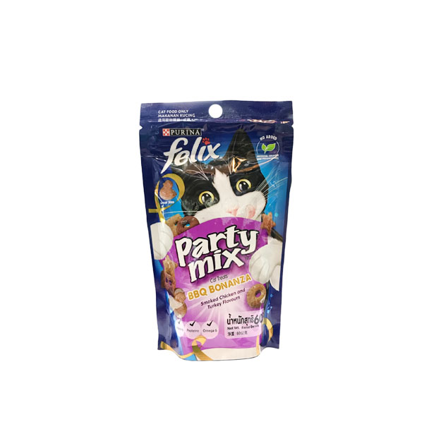 Felix Party Mix BBQ Bonanza ไก่รมควันและไก่งวง 60g