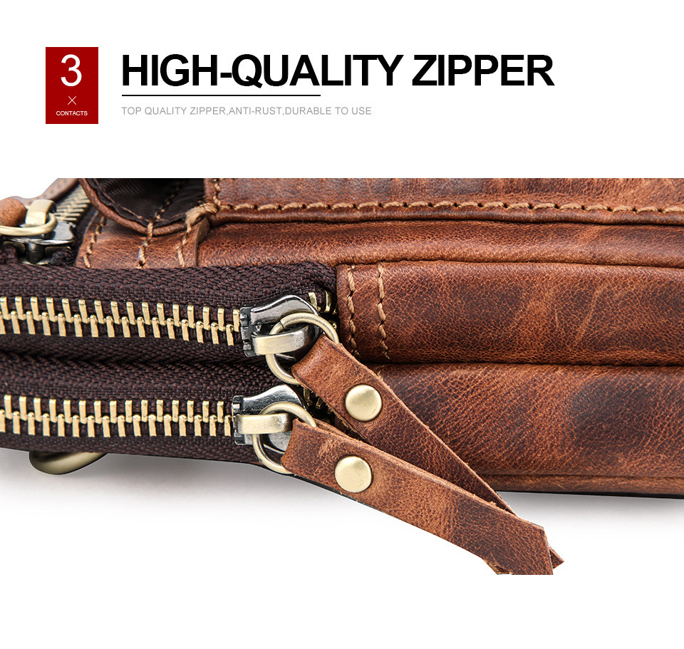 For You Leather LB59 กระเป๋าสะพาย ผู้ชาย หนังแท้ คาดเข็มขัดได้ ขนาดกะทัดรัด เกรดพรีเมี่ยม (น้ำตาล) LB59