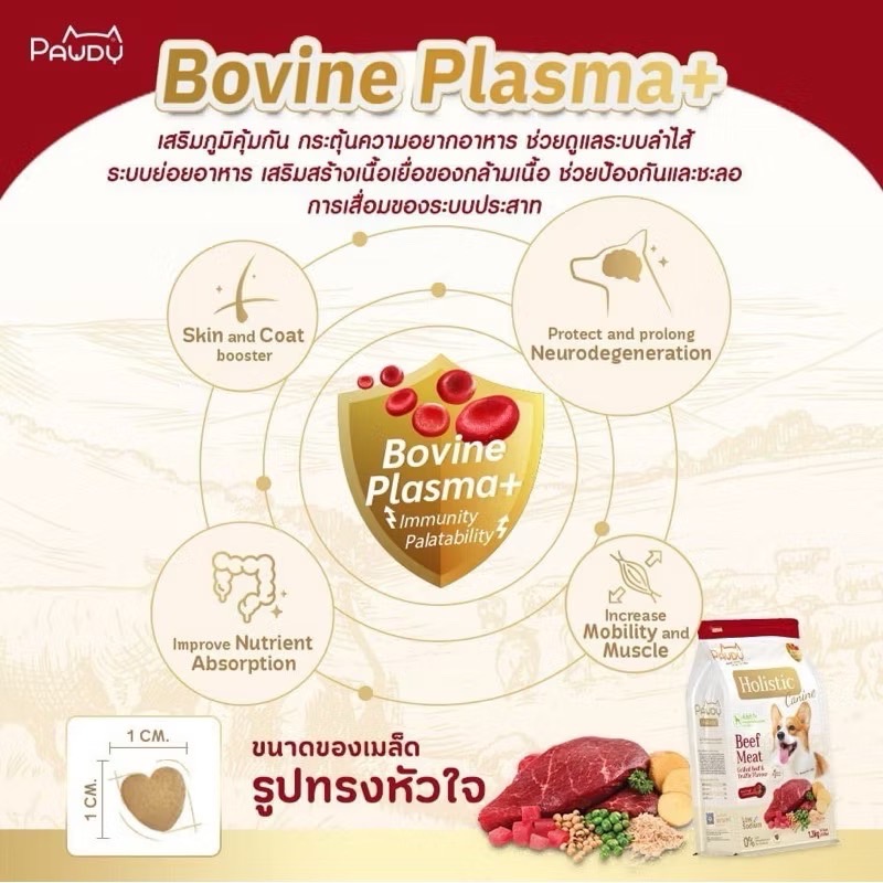 Pawdy Holistic Dog สุนัขโต เนื้อย่างและเห็ดทรัฟเฟิล(เม็ดเล็ก) 1.3 Kg