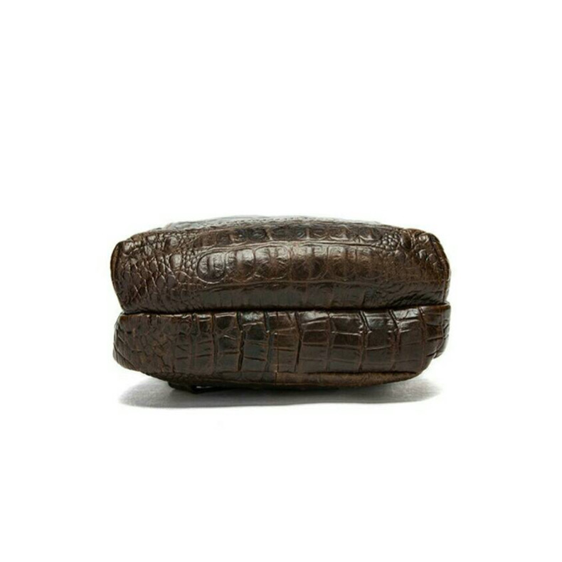 For You Leather LB40 กระเป๋าคาดอก กระเป๋าสะพายพาดลำตัว แบบไหล่ หนังแท้ ลายหนังจระเข้ (น้ำตาล) LB40