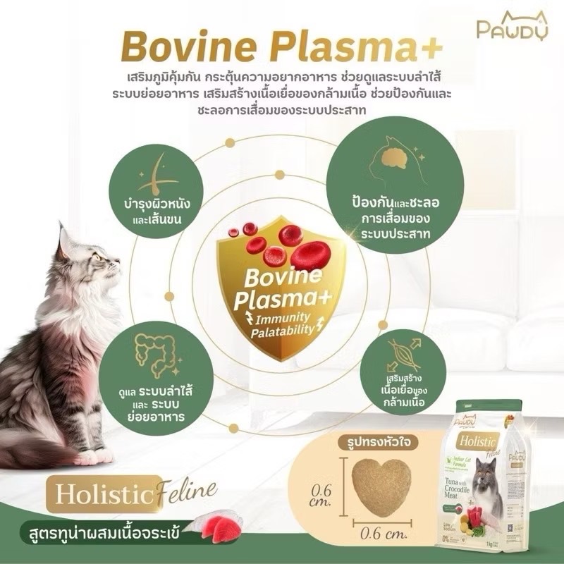 Pawdy Holistic Cat ทูน่ากับเนื้อจรเข้ 1 Kg