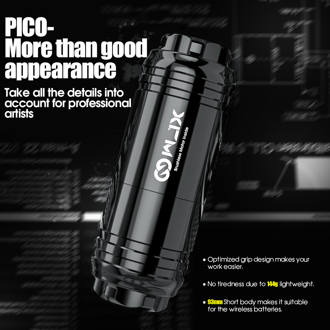 ชุดพิเศษ WJX PICO Black ชุดพิเศษเครื่องสักปากกาWJX PICO Cartridge Tattoo Machine