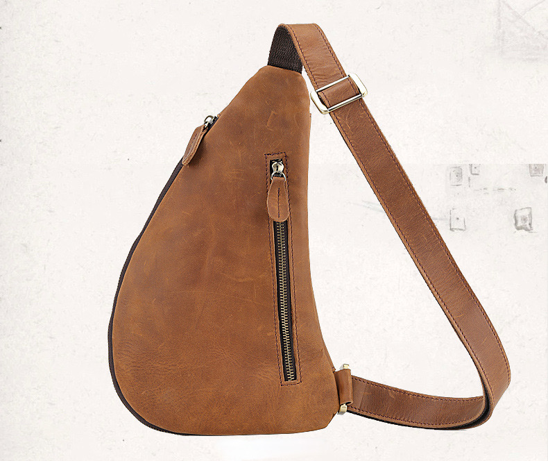 For You Leather LB48 กระเป๋าคาดอก กระเป๋าสะพายพาดลำตัว กระเป๋าผู้ชายหนังแท้ ทรงน้ำเต้า LB48