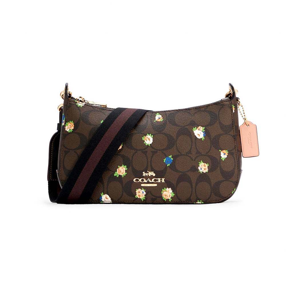 กระเป๋าสะพายข้าง COACH C6823 JES BAGUETTE IN SIGNATURE CANVAS WITH VINTAGE MINI ROSE PRINT (IMOSN) [C6823IMOSN-MA]