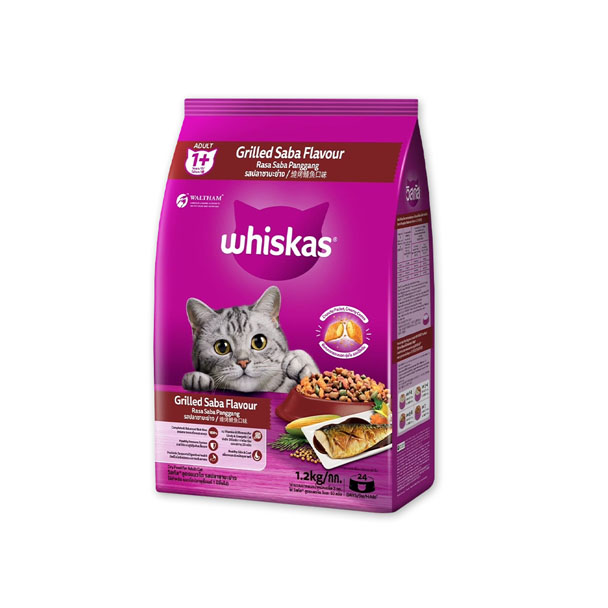 Whiskas Grilled Saba Flavour แมวโต-รสปลาซาบะย่าง 1.2 kg.
