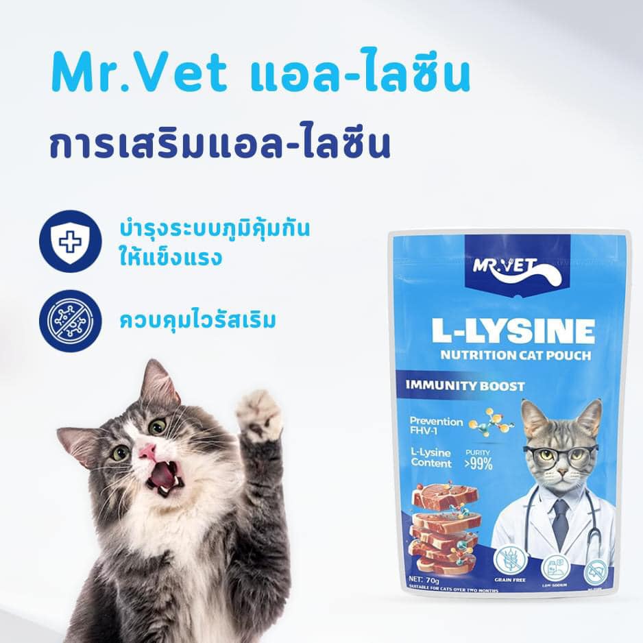 PR Mr.Vet L-Lysine Immunity Boost 70 กรัม (น้ำเงิน)