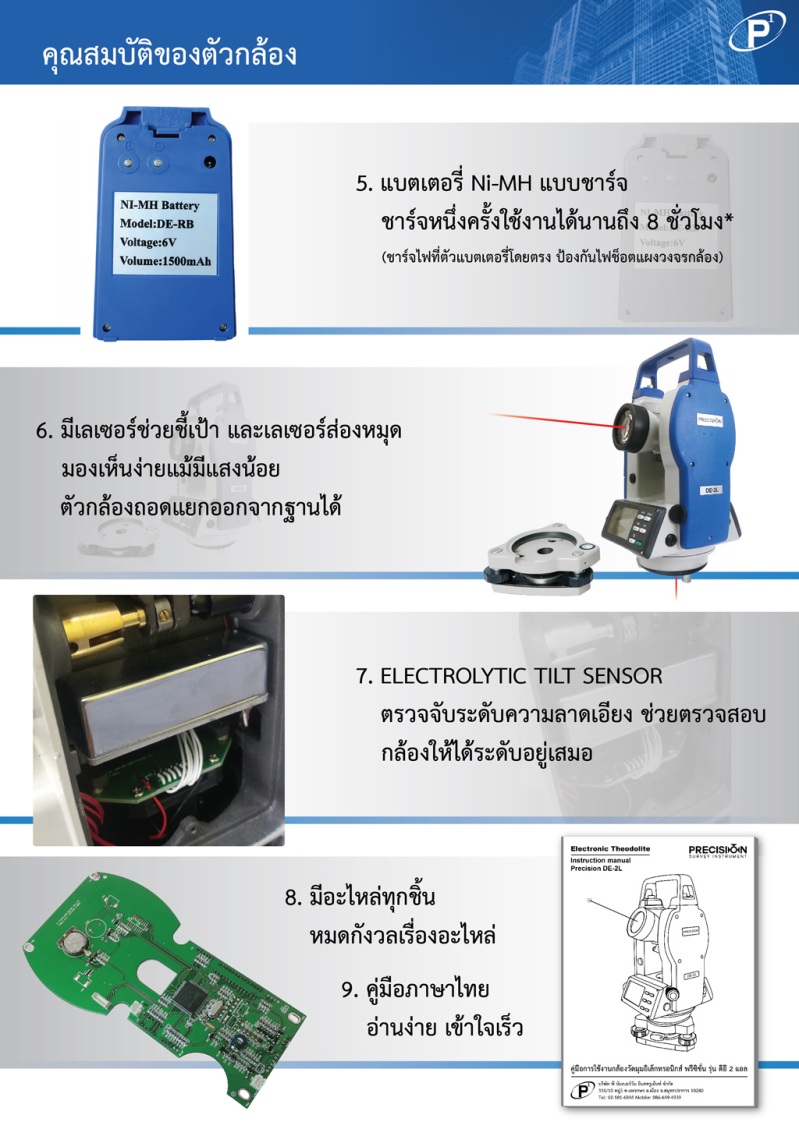 กล้องวัดมุมอิเล็กทรอนิกส์ PRECISION DE-2L (มีเลเซอร์ชี้เป้า)