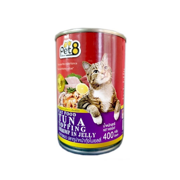 CC03 Pet8 ปลาทูน่าหน้ากุ้งในเจลลี่ 400 g.