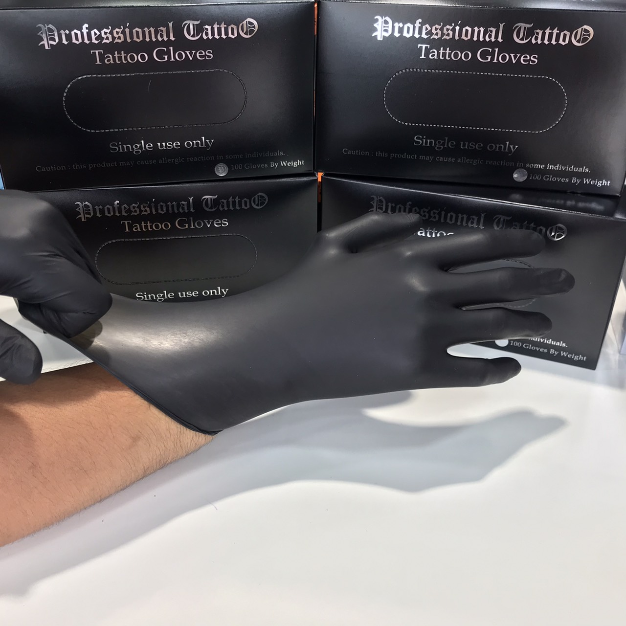Professional Tattoo ถุงมือยางไนไตร Tattoo Gloves Professional Tattoo กล่องดำ BLACK S , M , L
