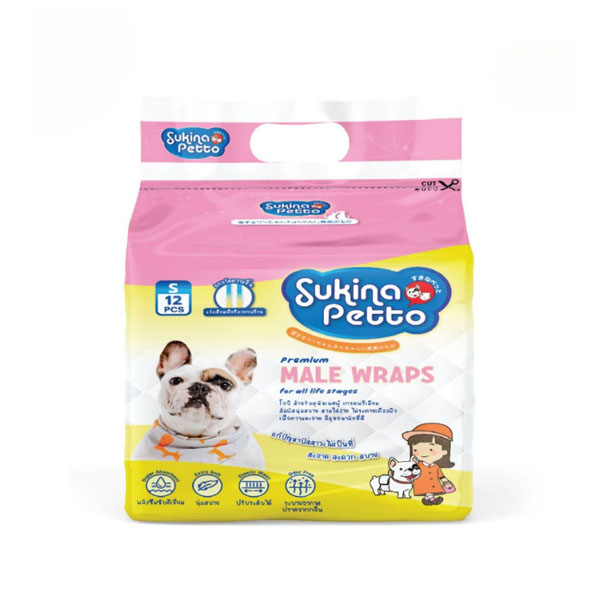Sukina โอบิ สำหรับสุนัขเพศผุ้ #S 12Pcs. น้ำหนัก.3.6-6.8 โล // รอบเอว 11-17 (นิ้ว)