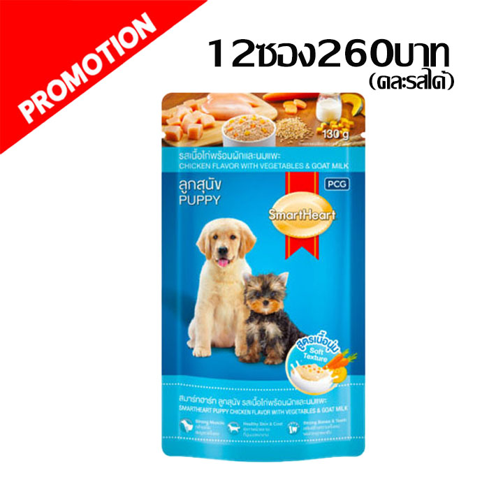 S/H #P3 ลูกสุนัข รสเนื้อไก่พร้อมผักและนมแพะ 130 g