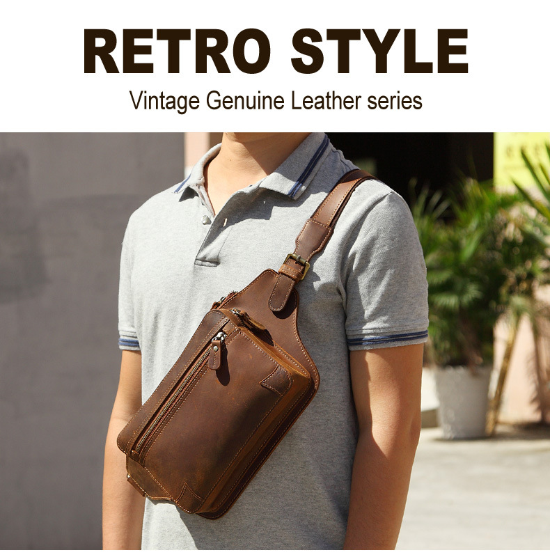 For You Leather LB45 กระเป๋าคาดอก คาดเอว ผู้ชาย หนังแท้ นูบัค ใบใหญ่ LB45