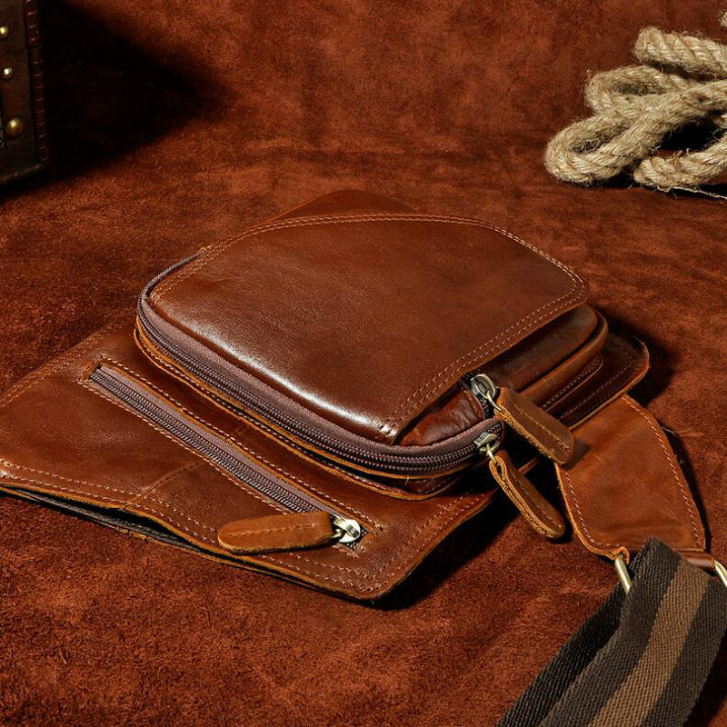 For You Leather LB32 กระเป๋าคาดอก ผู้ชาย หนังแท้ ทรงสี่เหลี่ยม LB32