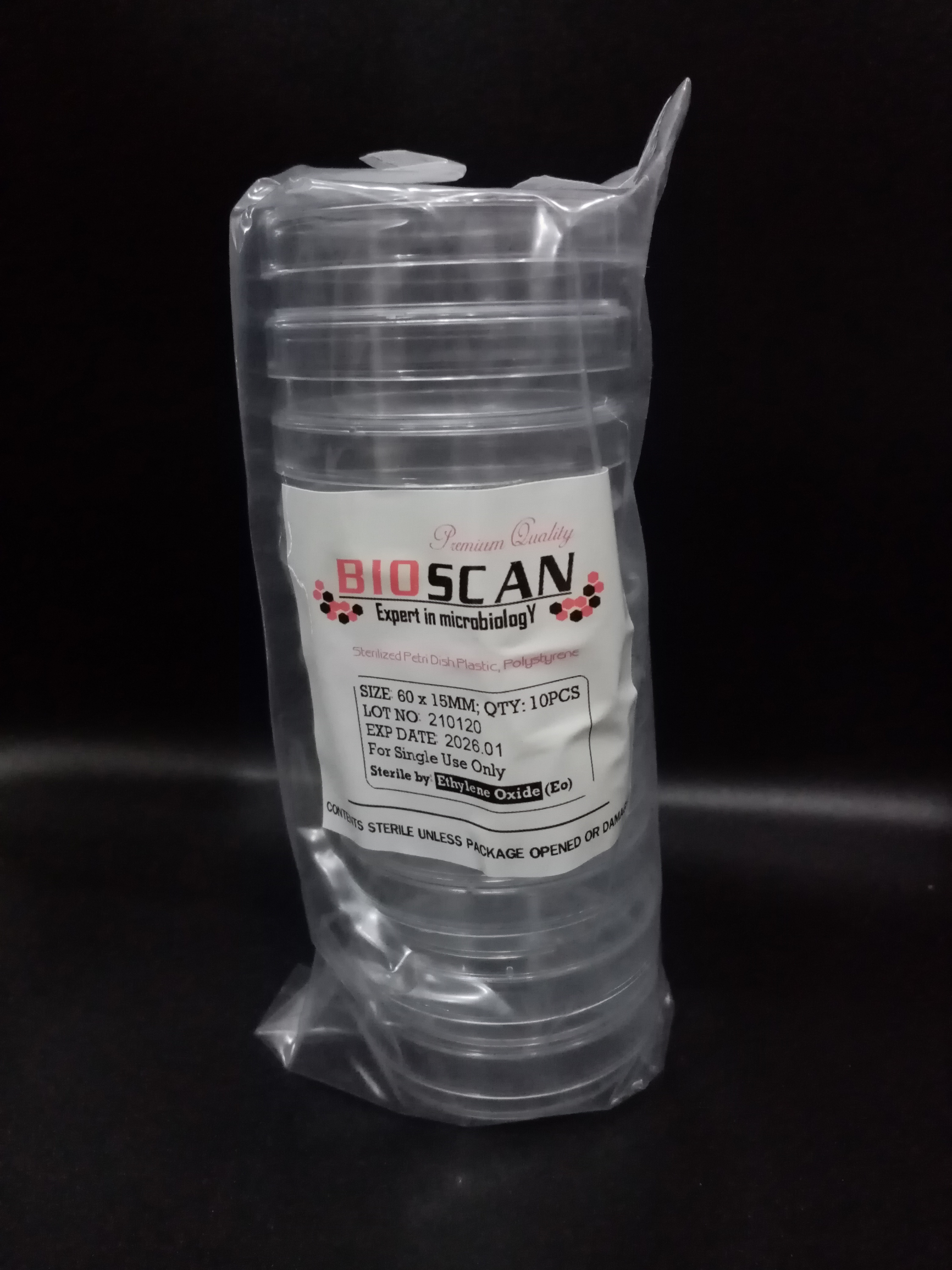 จานเลี้ยงเชื้อพลาสติก 60x15 mm Plastic Petri Dish "BIOSCAN" ยกลัง (1000 คู่)