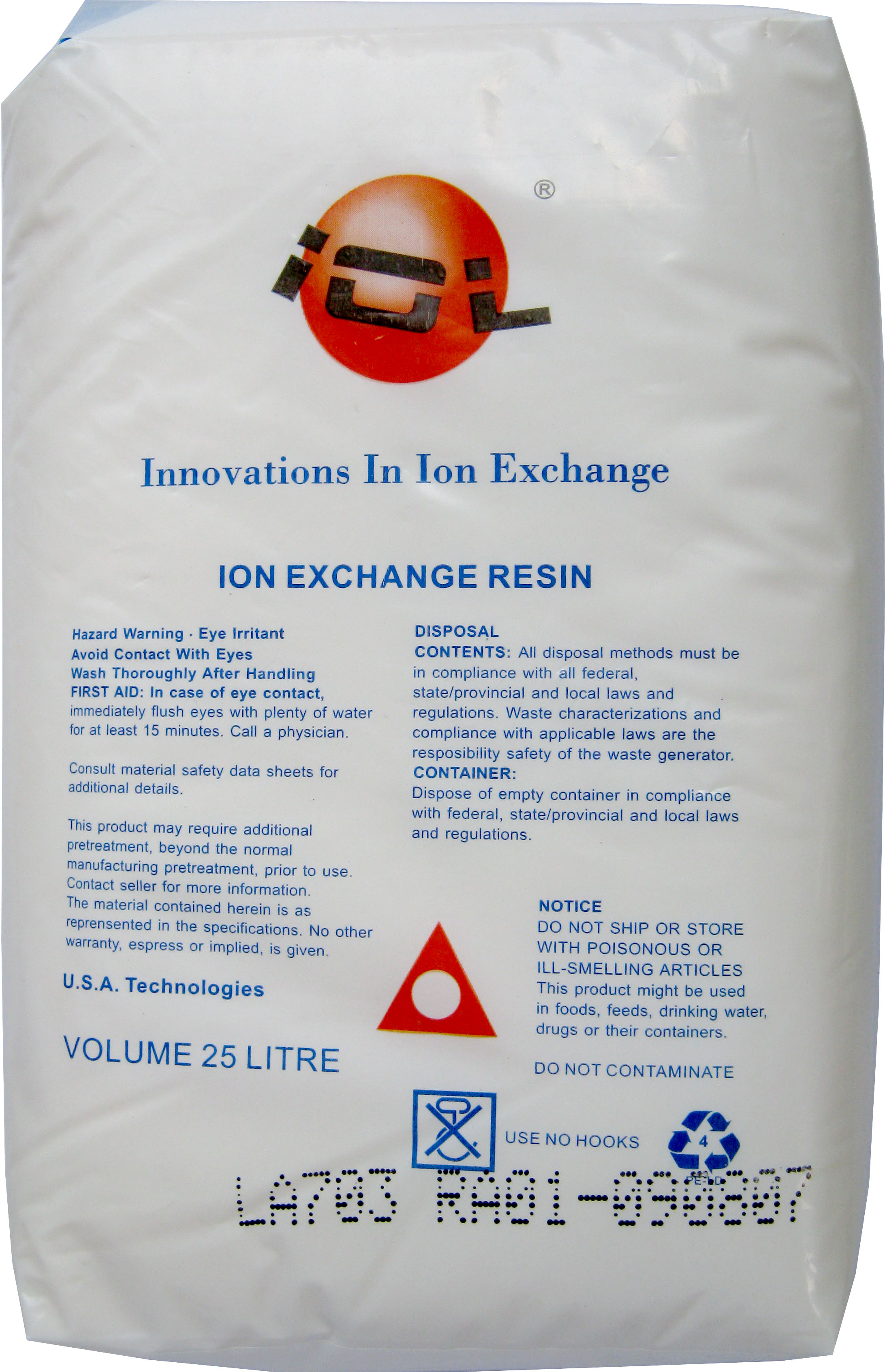 สารกรองเรซิ่นRegenerated Anion resin "IOL" LA703H