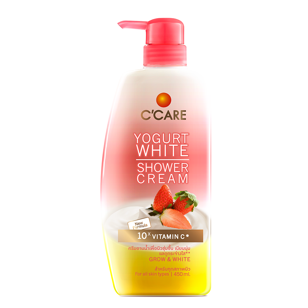 C'CARE Yogurt White Shower Cream (450ml) ครีมอาบน้ำเพื่อผิวชุ่มชื่น เนียนนุ่ม แลดูกระจ่างใส ด้วยพลังจากน้ำนมและโยเกิร์ต