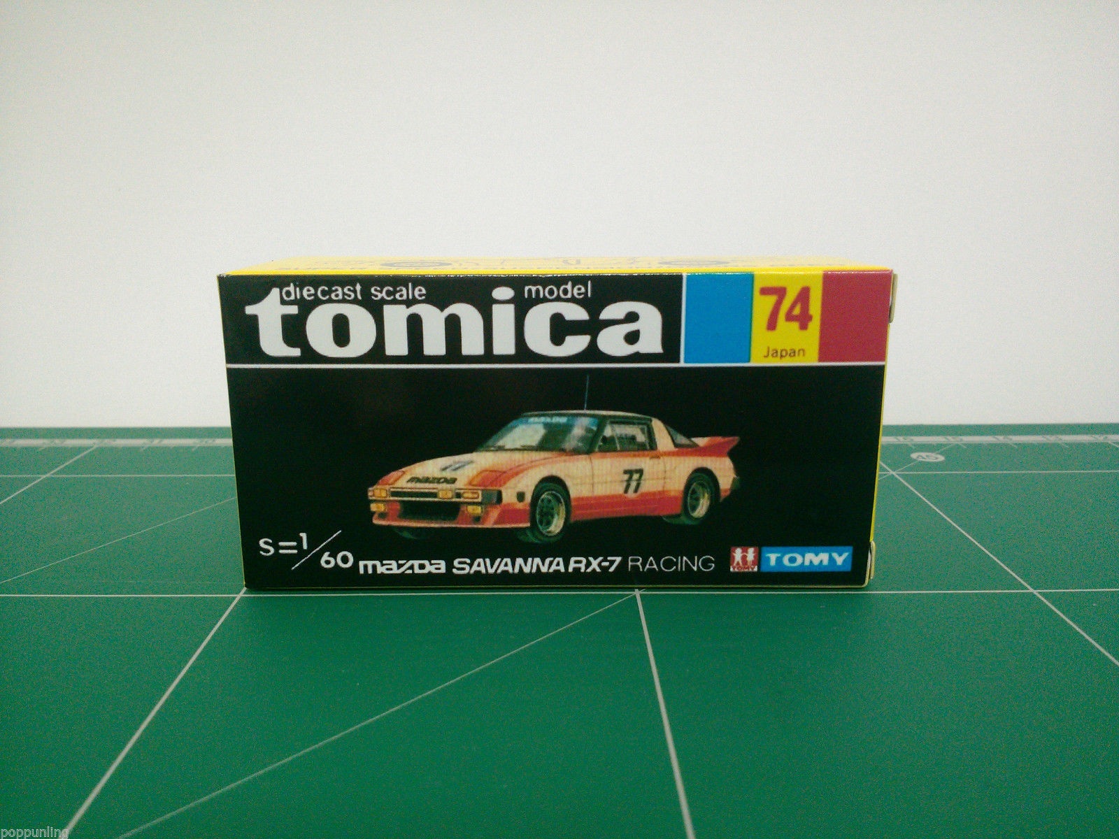 กล่องพิมพ์ Reproduction Box สำหรับ Tomica Black Box No.74 Mazda Savanna RX-7 Racing (กล่องเปล่า, ไม่มีรถ)