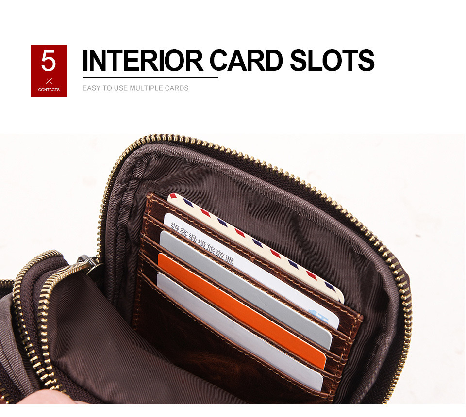 For You Leather LB59 กระเป๋าสะพาย ผู้ชาย หนังแท้ คาดเข็มขัดได้ ขนาดกะทัดรัด เกรดพรีเมี่ยม (น้ำตาล) LB59