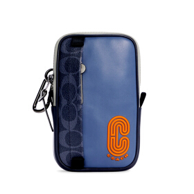 COACH C3203 NORTH/SOUTH HYBRID POUCH IN COLORBLOCK SIGNATURE CANVAS (QBSDQ) [C3203QBSDQ]