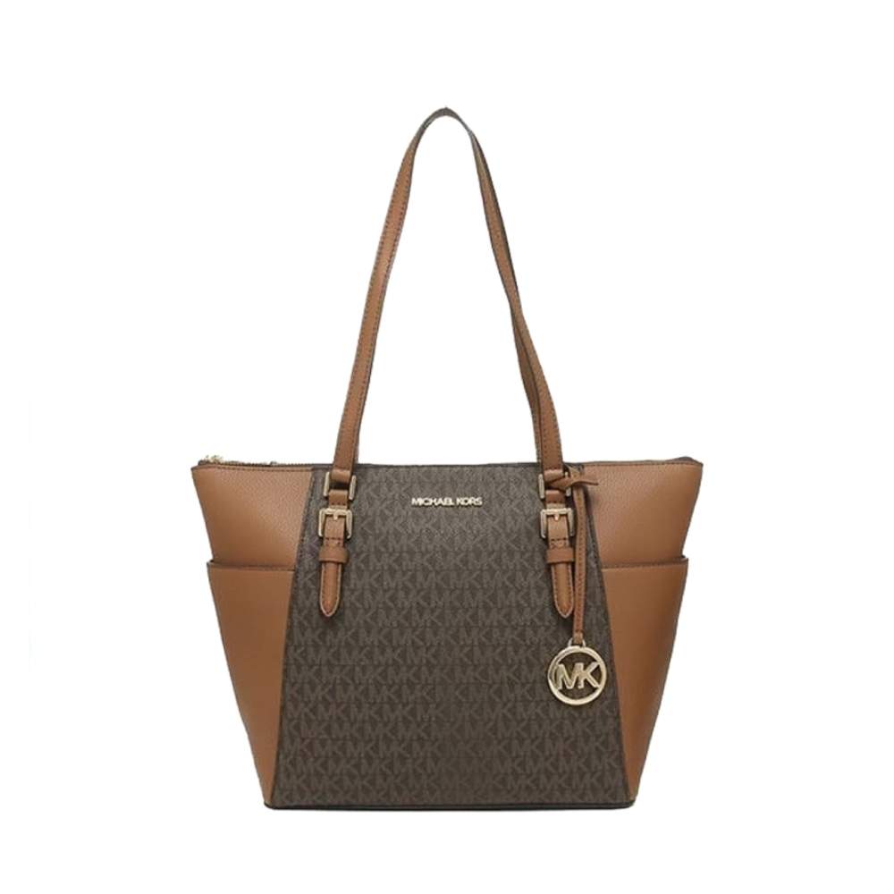 กระเป๋าสะพายไหล่ Michael Kors 35T0GCFT3B CHARLOTTE LARGE TOP ZIP TOTE BAG (BROWN) [35T0GCFT3BBROWN-MA]