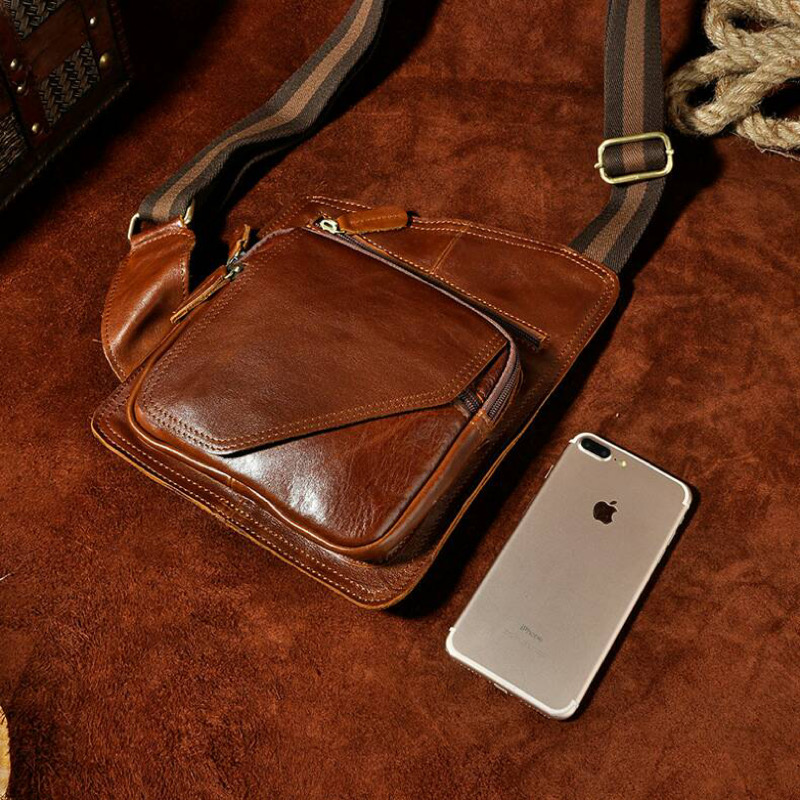 For You Leather LB32 กระเป๋าคาดอก ผู้ชาย หนังแท้ ทรงสี่เหลี่ยม LB32