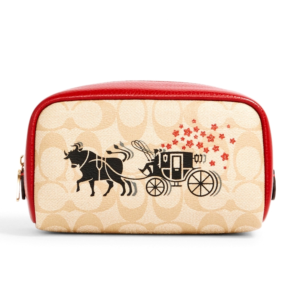 COACH C2257 LUNAR NEW YEAR SMALL BOXY COSMETIC CASE IN SIGNATURE CANVAS WITH OX AND CARRIAGE (IMOT4) [C2257IMOT4]