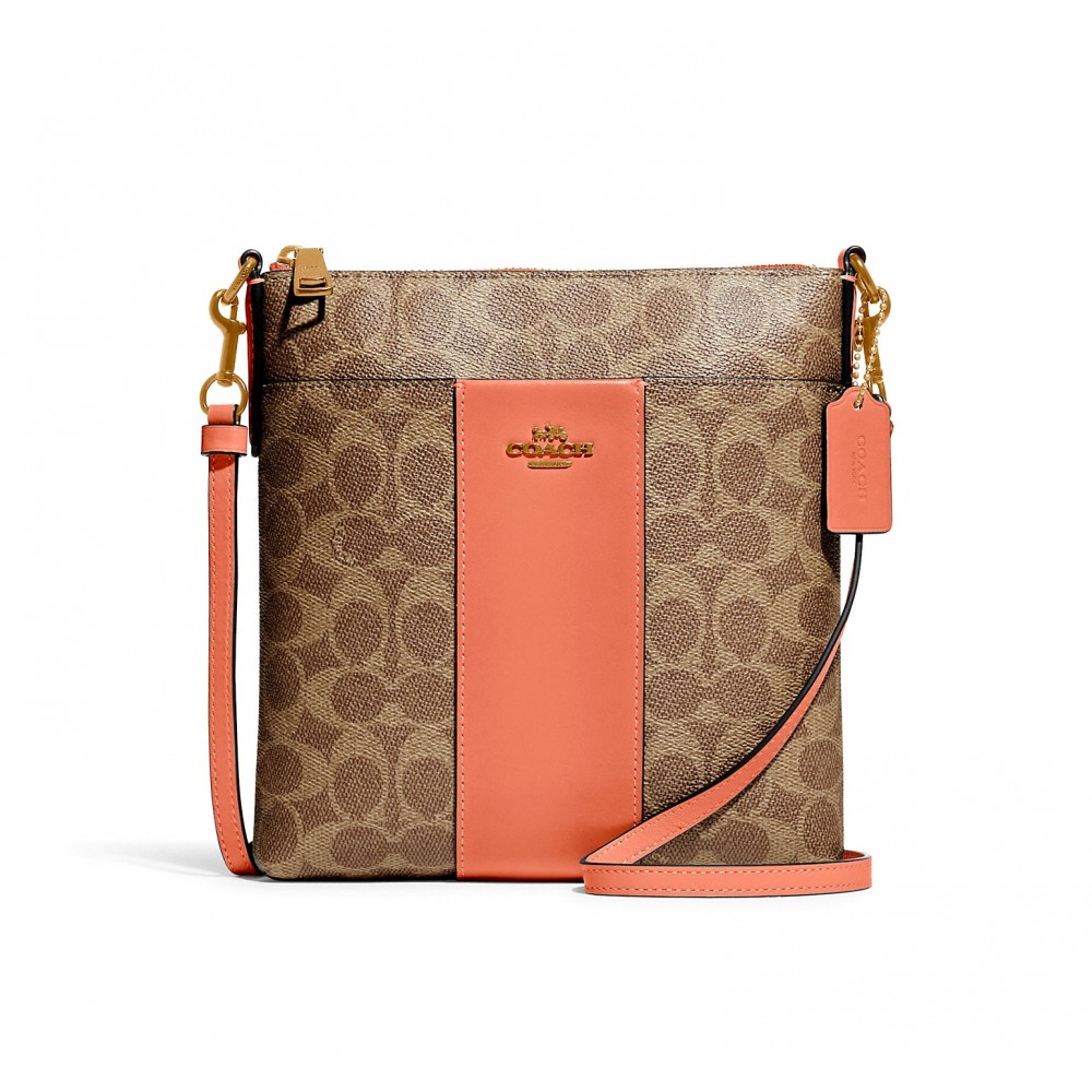 กระเป๋าสะพาย COACH 41321 Canvas Signature Kitt Tan Aqua (B4TY9)[41321B4TY9]